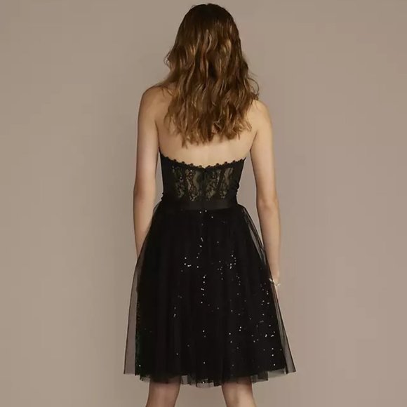 Jules & Cleo | Dresses | Short Sparkle Lace And Tulle Corset Dress |  Poshmark